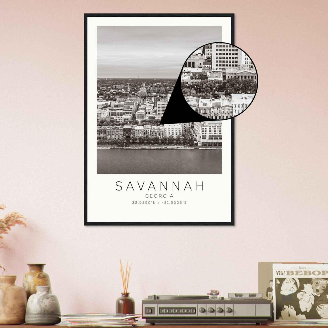 Savannah Georgia Historic Waterfront Aerial Minimalist Photo Poster - Image 4