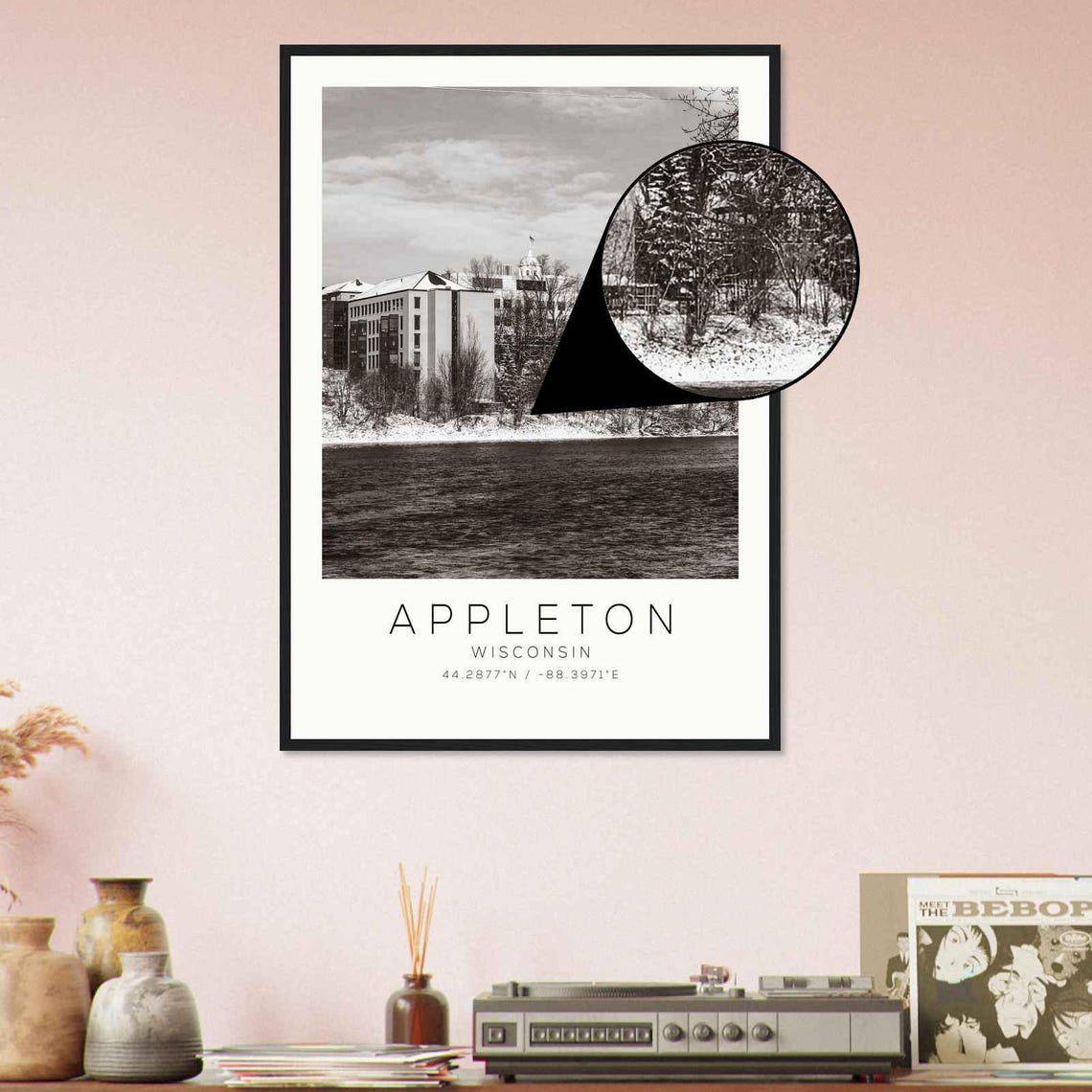 Appleton Wisconsin Winter Riverside Snow City View Photo Poster - Image 4