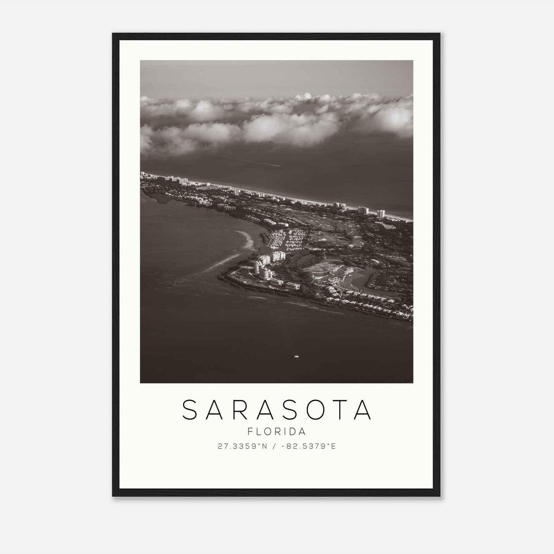 Sarasota Florida Aerial Barrier Island Coast Minimalist Photo Poster