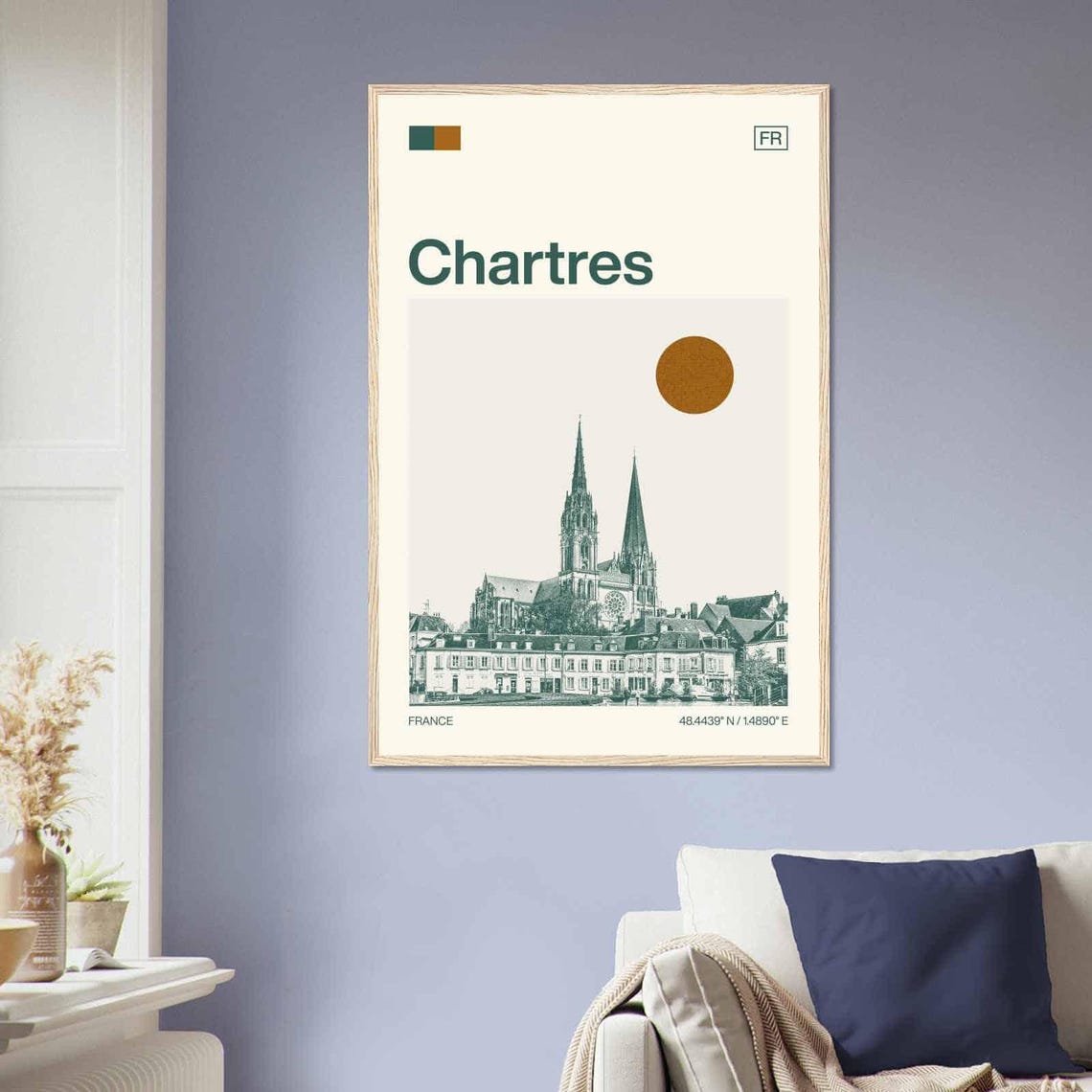 Chartres France Gothic Cathedral Twin Spires Minimalist Travel Poster - Image 2