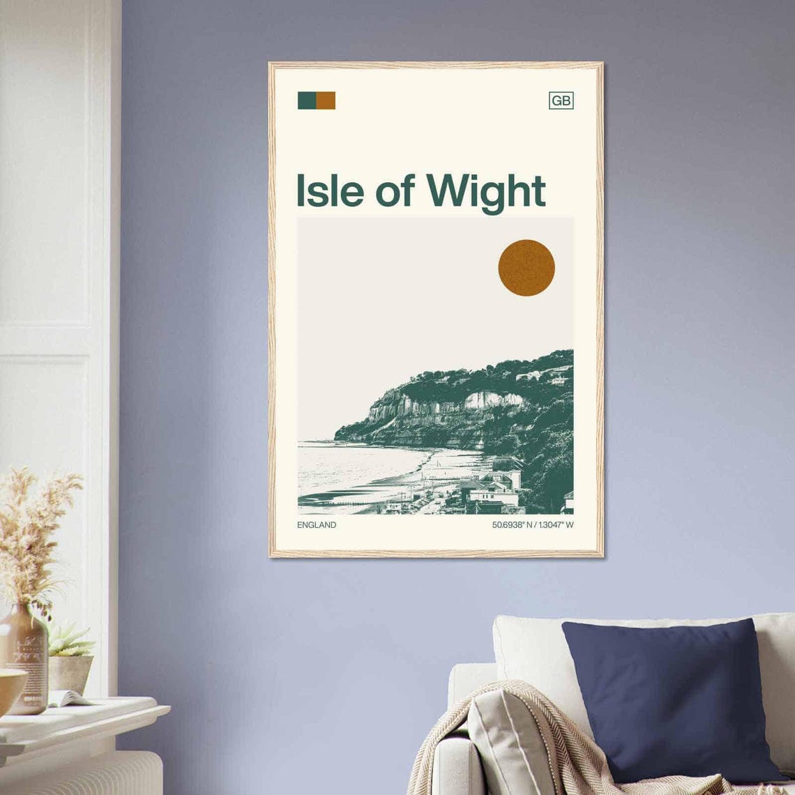 Isle Of Wight England Chalk Cliffs Beach Coast Duotone Travel Poster - Image 2