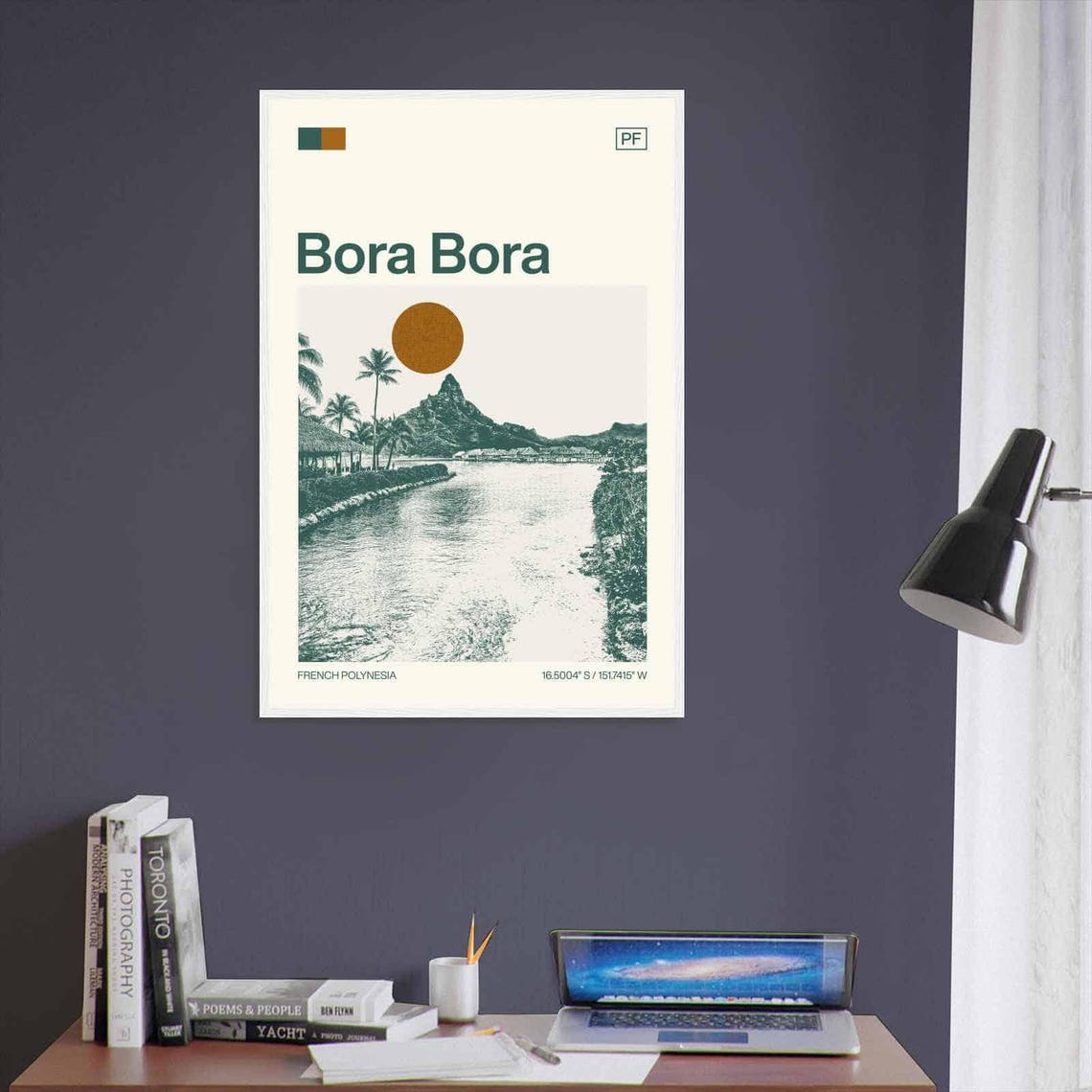 Bora Bora Island Lagoon Mount Otemanu Vintage Coastal Travel Poster - Image 3