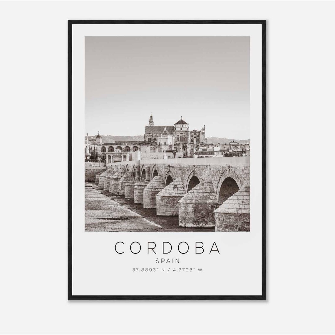 Cordoba Spain Travel Photo Poster Bw Cordoba Travel Print Minimalist Travel Poster Print
