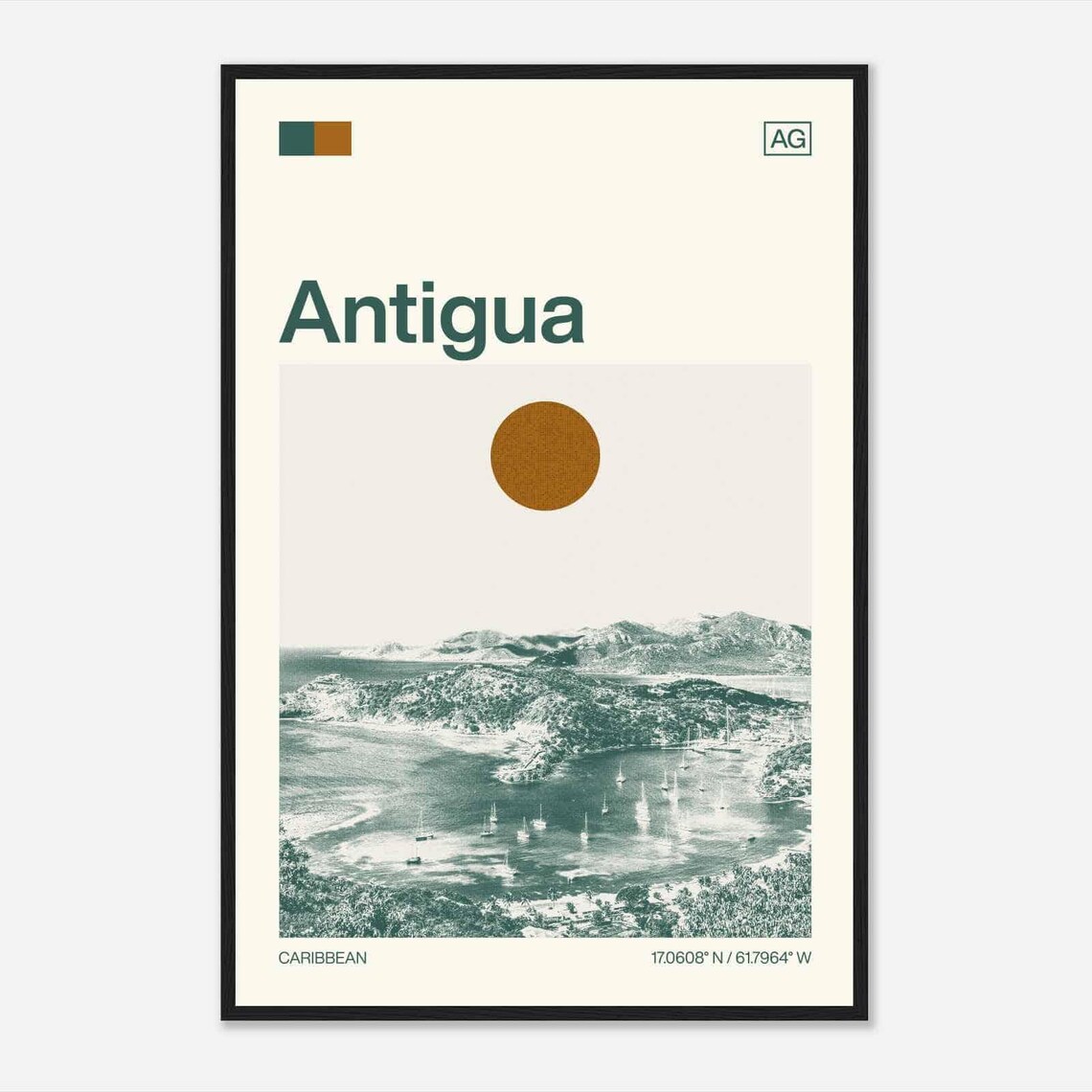 Antigua Caribbean Minimalist Travel Poster