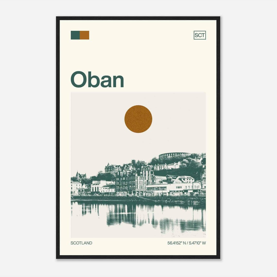 Oban Scotland Waterfront Town Harbor Minimalist Travel Poster