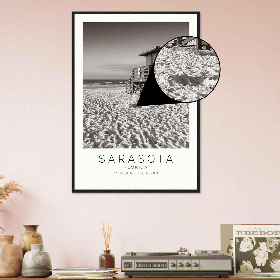 Sarasota Florida Lifeguard Tower Beach Sand Minimalist Photo Poster - Image 4