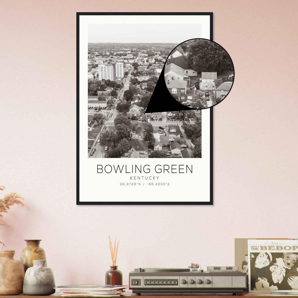 Bowling Green Kentucky Downtown Aerial Neighborhood View Poster - Image 4
