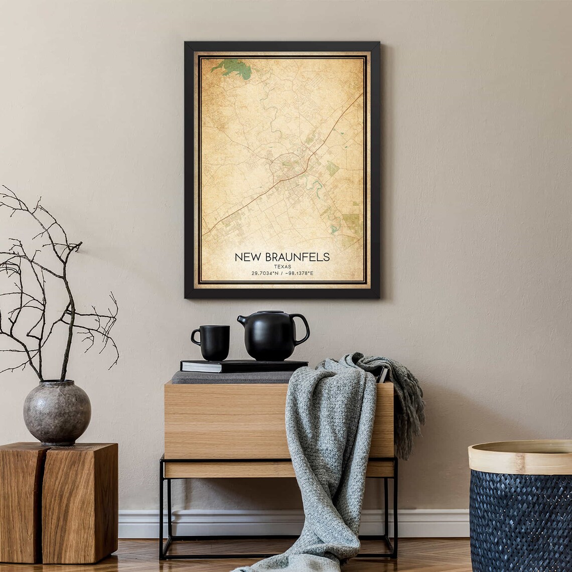 Vintage New Braunfels Texas Map Art Print - Image 2
