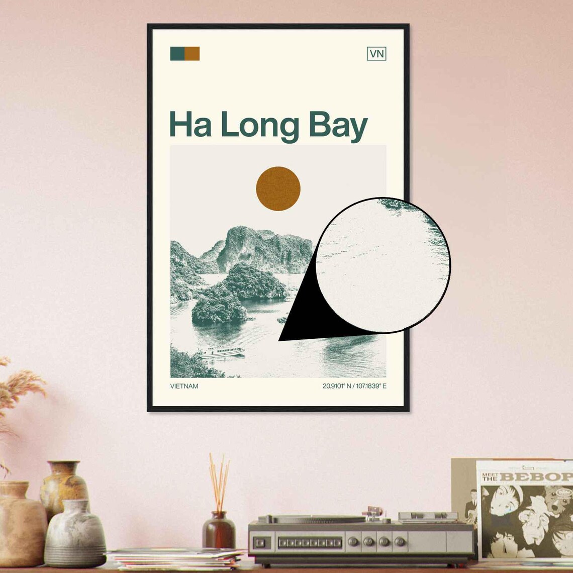 Ha Long Bay Vietnam Karst Islands Boat Minimalist Travel Poster - Image 4