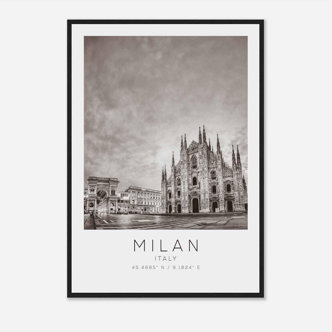 Milan Italy Duomo Cathedral Facade Black and White Photo Poster