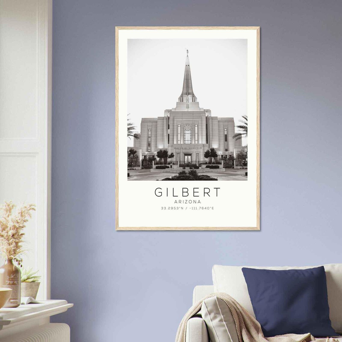 Gilbert Arizona Temple Soaring Spire Black And White Photo Poster - Image 2