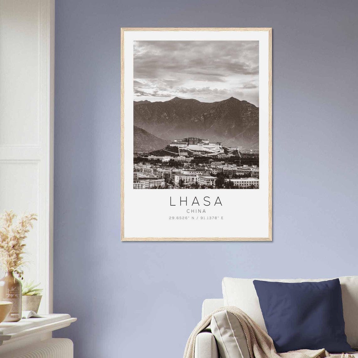 Lhasa China Potala Palace Himalayan Mountain Black White Photo Poster - Image 2