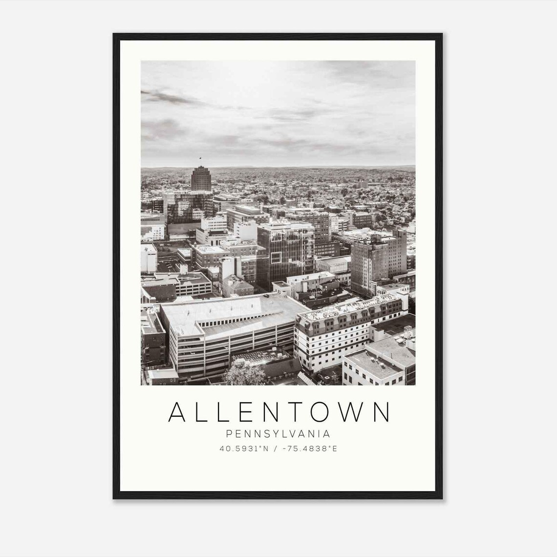 Allentown Pennsylvania Aerial Downtown Cityscape Photo Poster