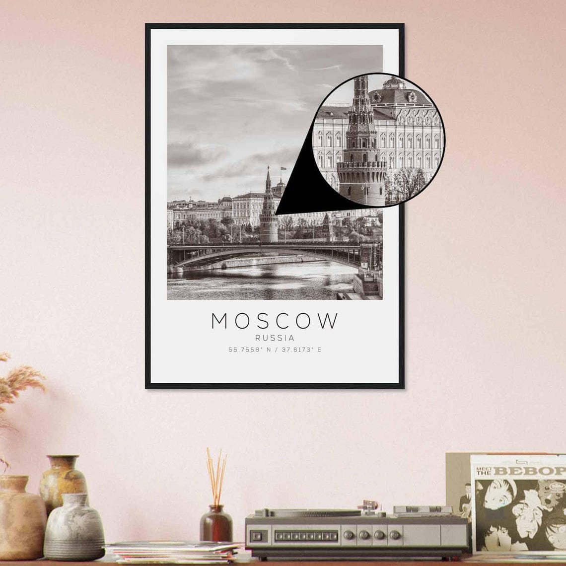 Moscow Russia Travel Photo Poster Bw Moscow Travel Print Minimalist Travel Poster Print - Image 4
