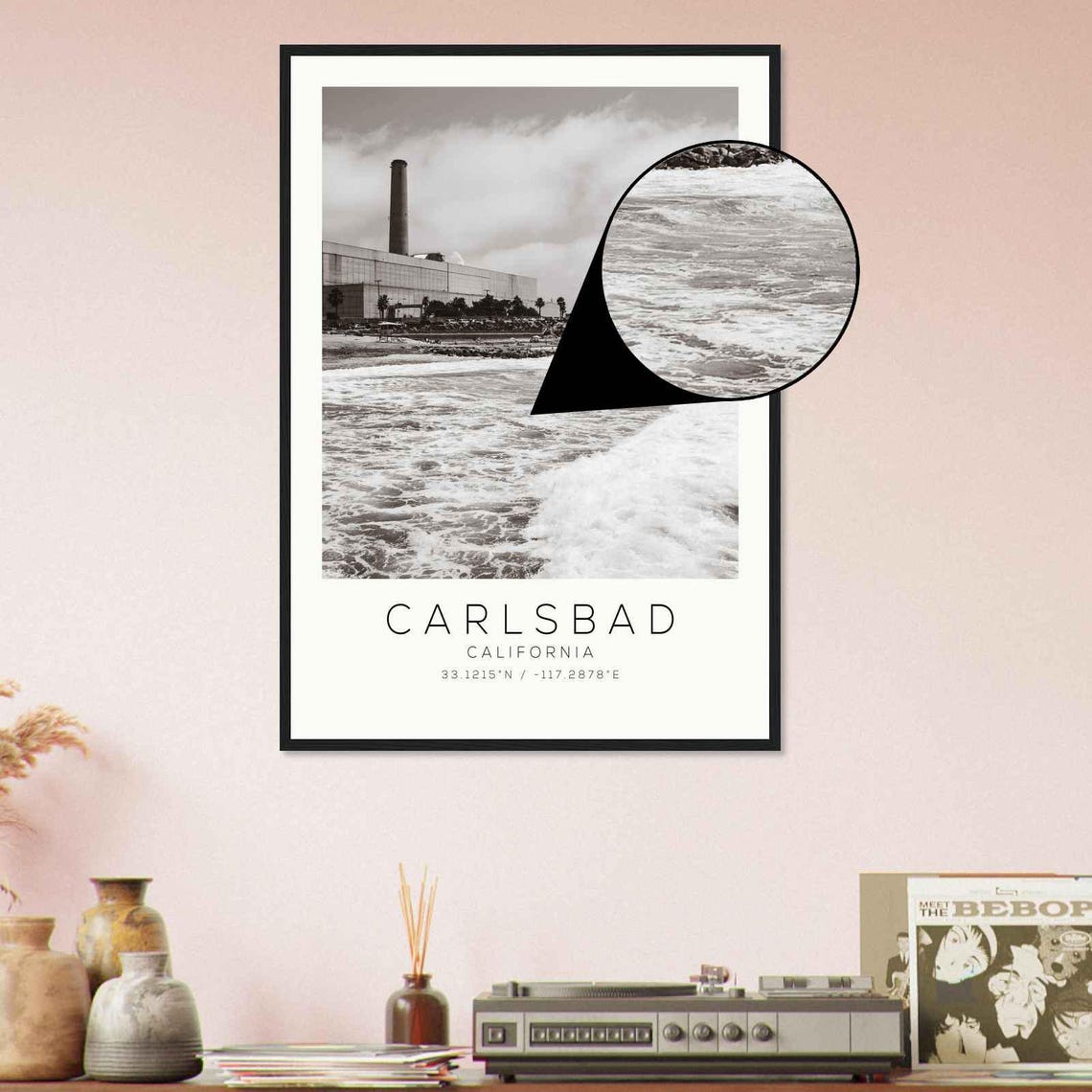 Carlsbad California Power Plant Surf Waves Minimalist Poster - Image 4