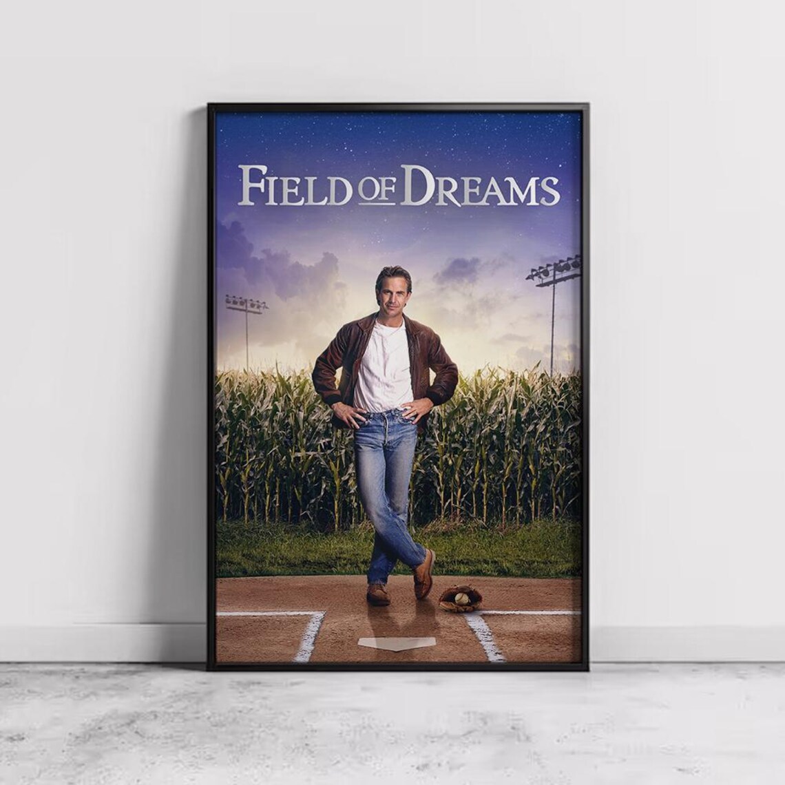 Field Of Dreams Kevin Costner Baseball Diamond Cornfield Drama Poster