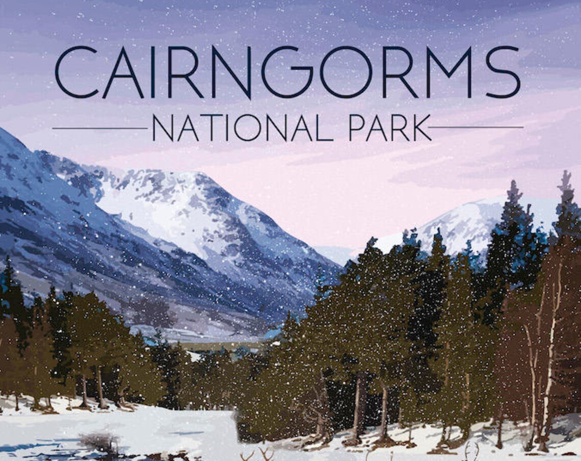 Cairngorms National Park Retro Railway Travel Poster - Image 3