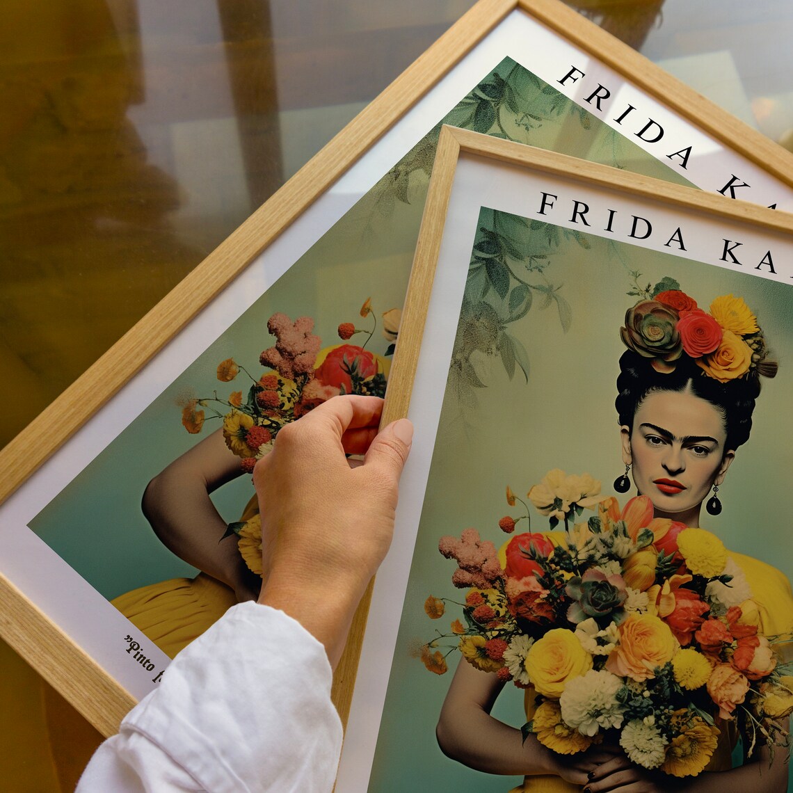 Frida Kahlo With Colorful Flowers Art Print - Image 2