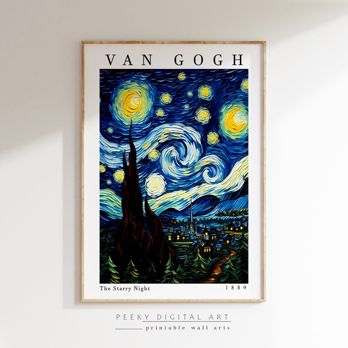 Vincent Van Gogh The Starry Night 1889 Swirling Sky Art Poster - Image 2