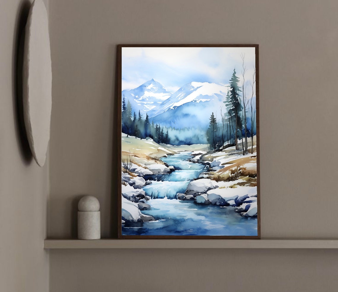 Mount Evans Colorado Snow Peaks Stream Pines Watercolor Poster - Image 2