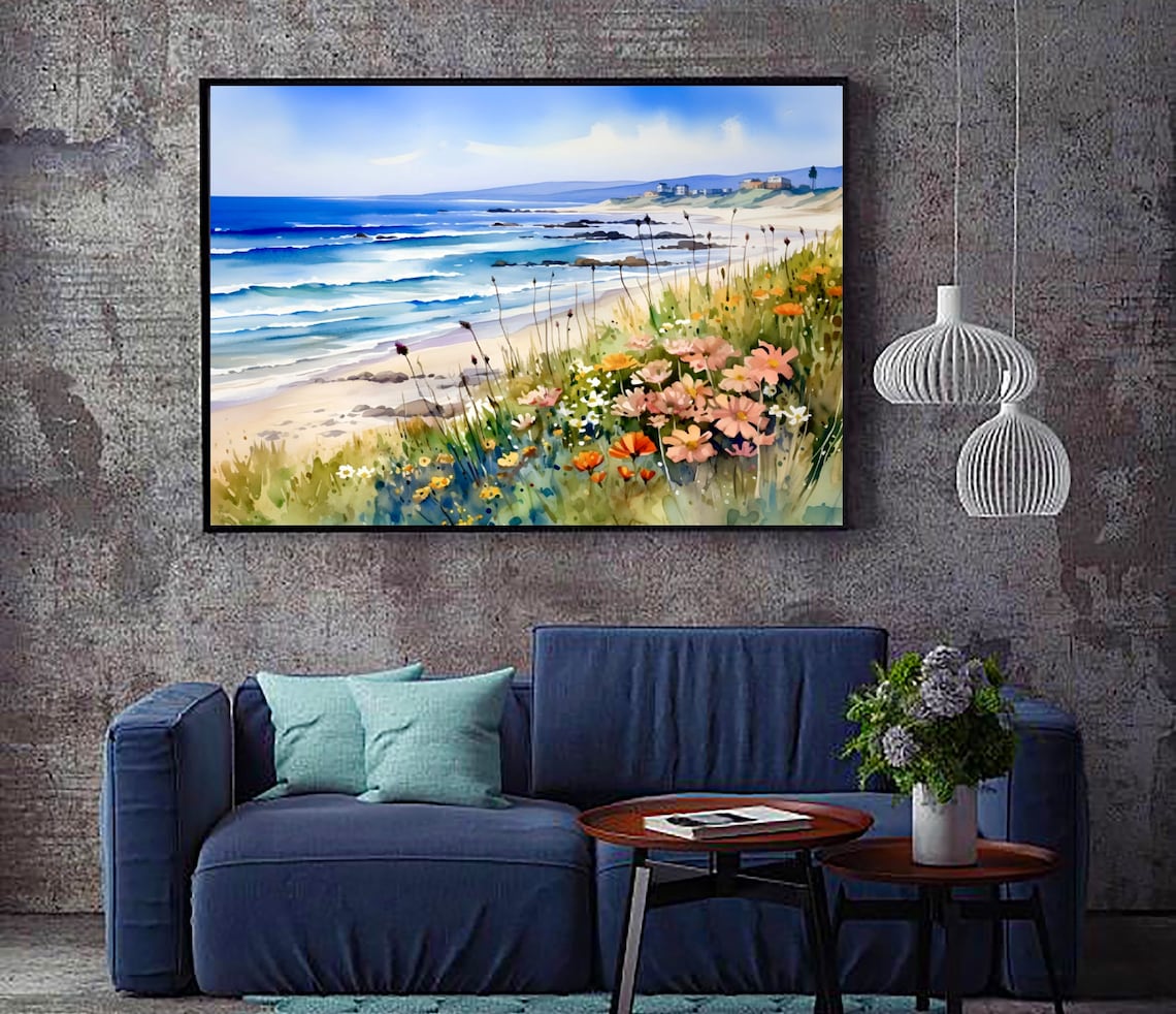 Pismo Beach Ocean Watercolor Art Print, Coastal - Image 4
