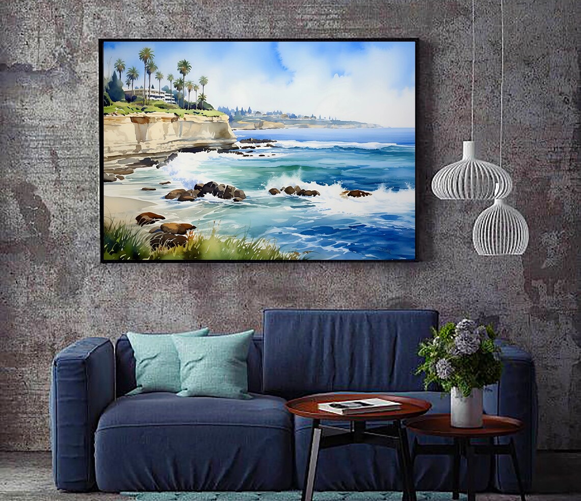 California Coast Watercolor Print, San Diego Travel Poster - Image 4