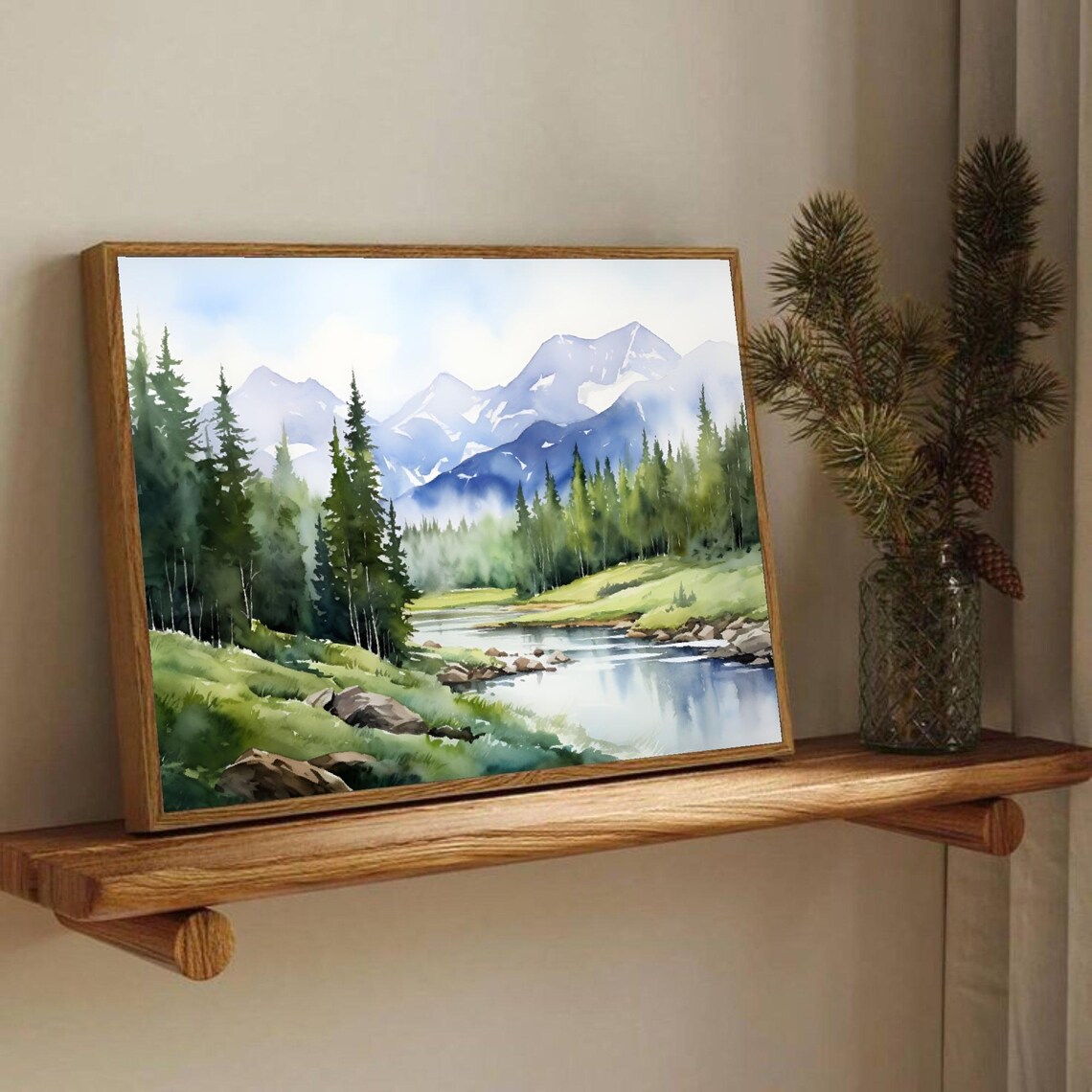 Rocky Mountains Watercolor Landscape Art Print - Image 3