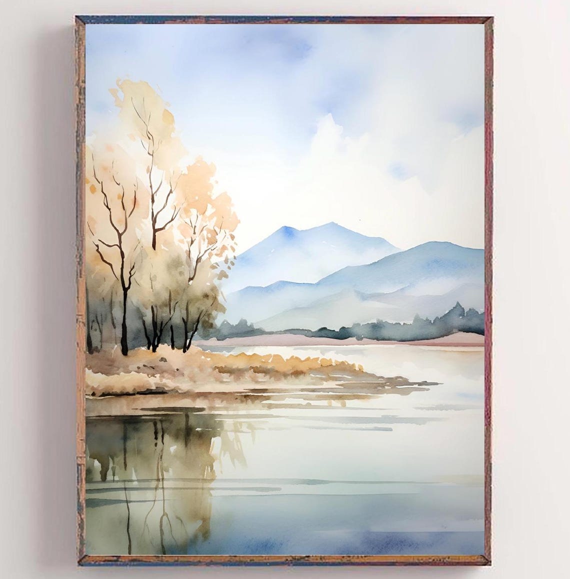 Oconee River Georgia Autumn Mountain Stream Watercolor Poster