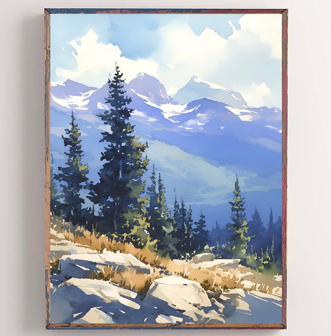 Maroon Bells Painting, Colorado Landscape Art Print