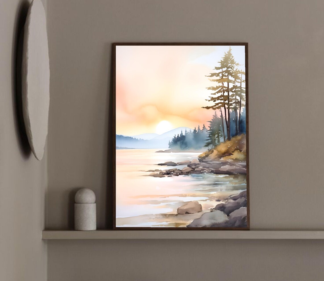 Wood Lake Watercolor Art Print, Minnesota Landscape - Image 3