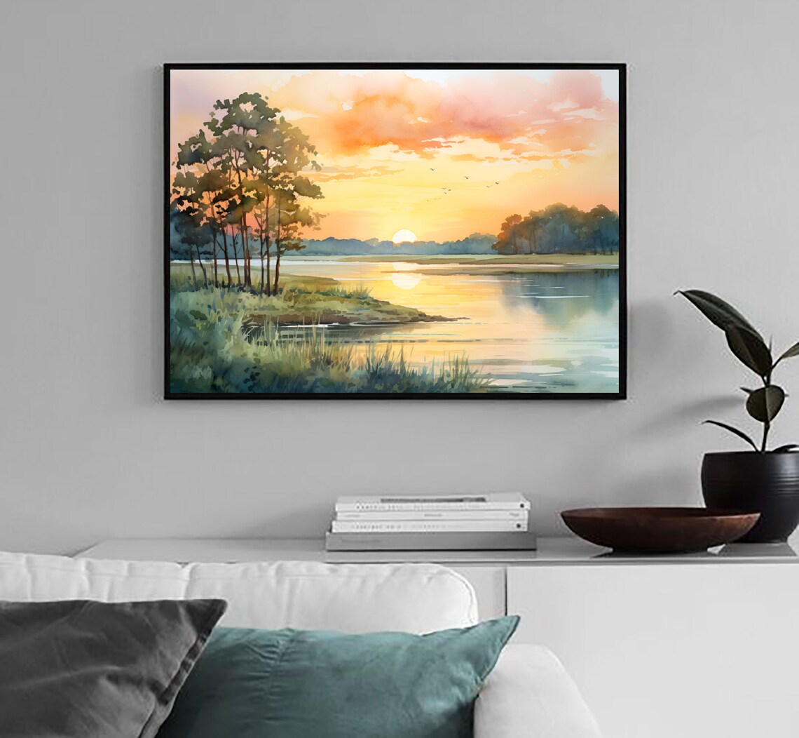 Potomac River Watercolor Art Print, Maryland Landscape - Image 2
