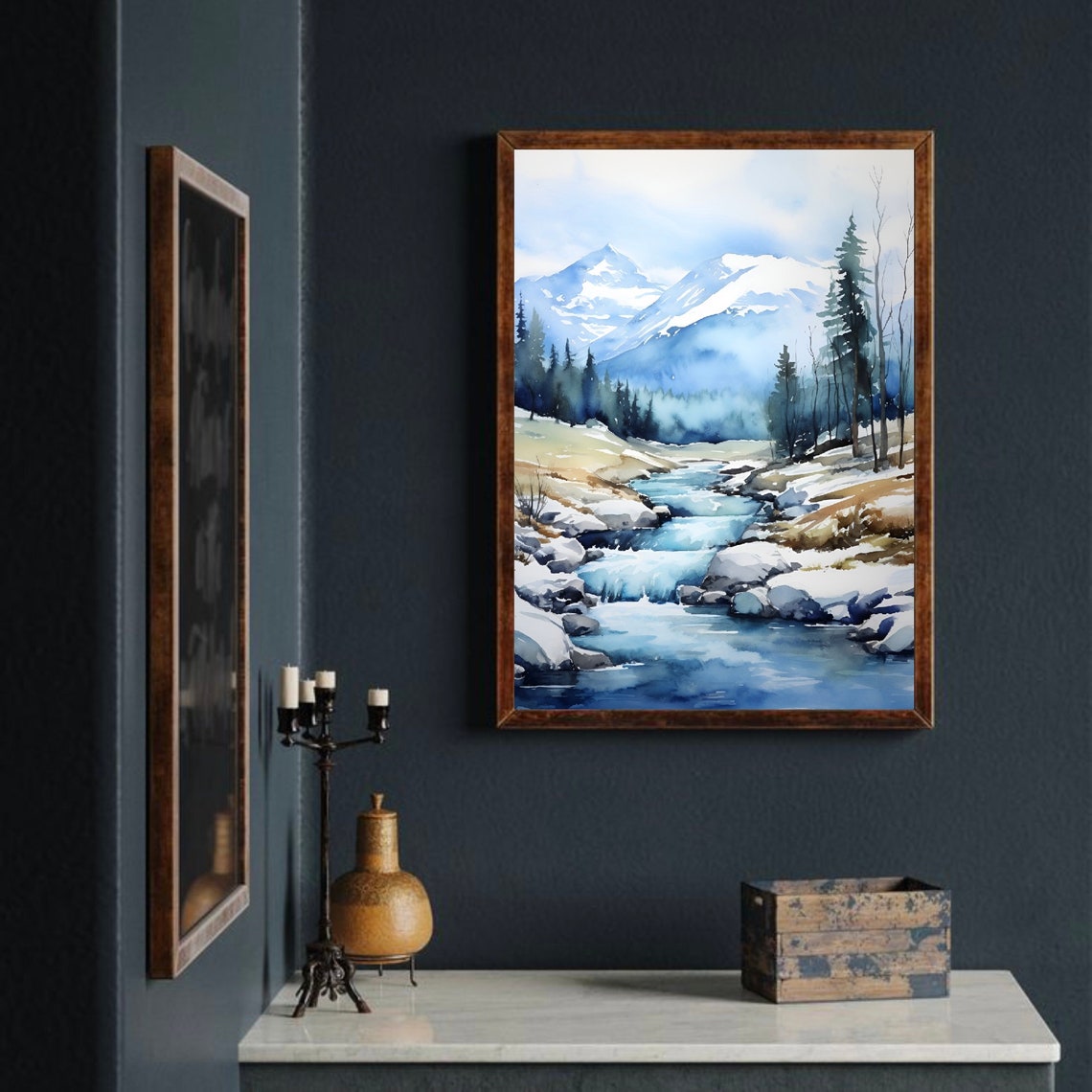 Mount Evans Colorado Snow Peaks Stream Pines Watercolor Poster - Image 3