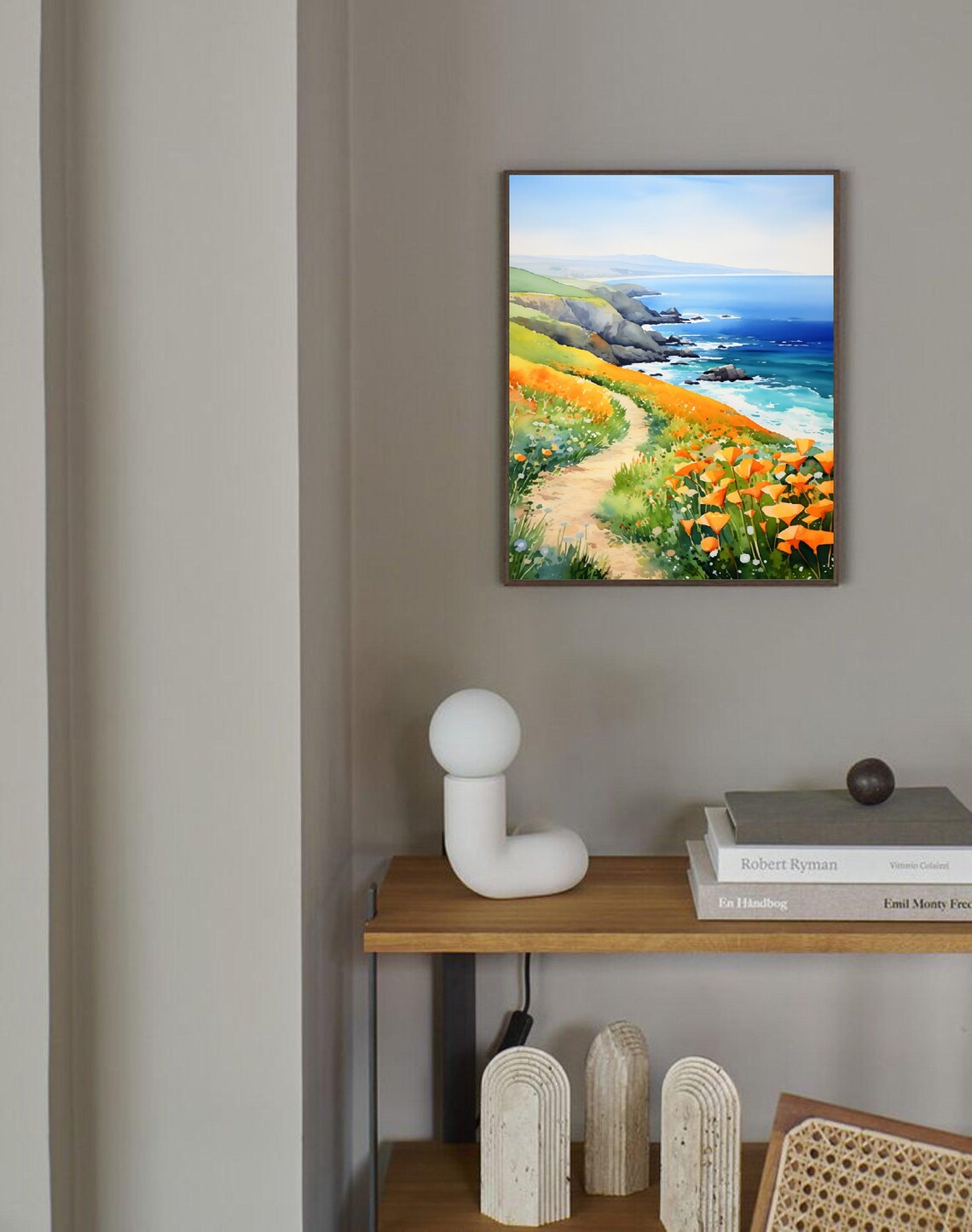 Diamond Lake Watercolor Art Print, California Poppies - Image 3