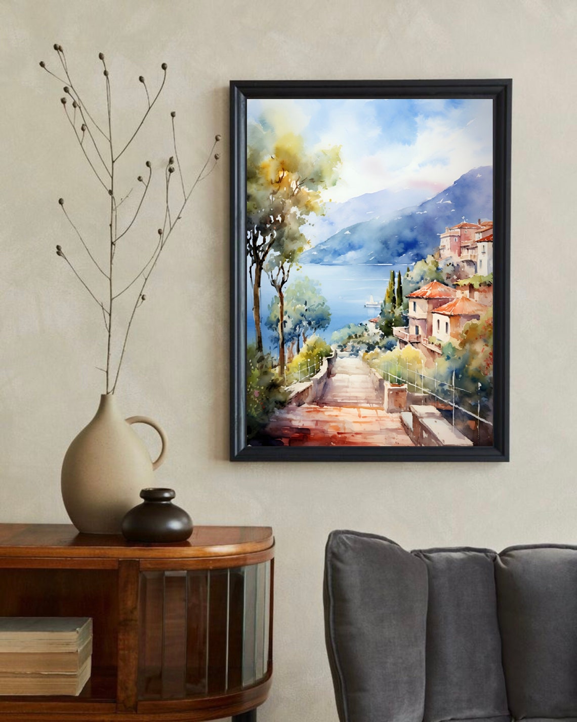 Capri Italy Painting Italian Seascape Watercolor Print Coastal Wall Art Italy Travel Poster Gift Coastal Landscape Art - Image 4