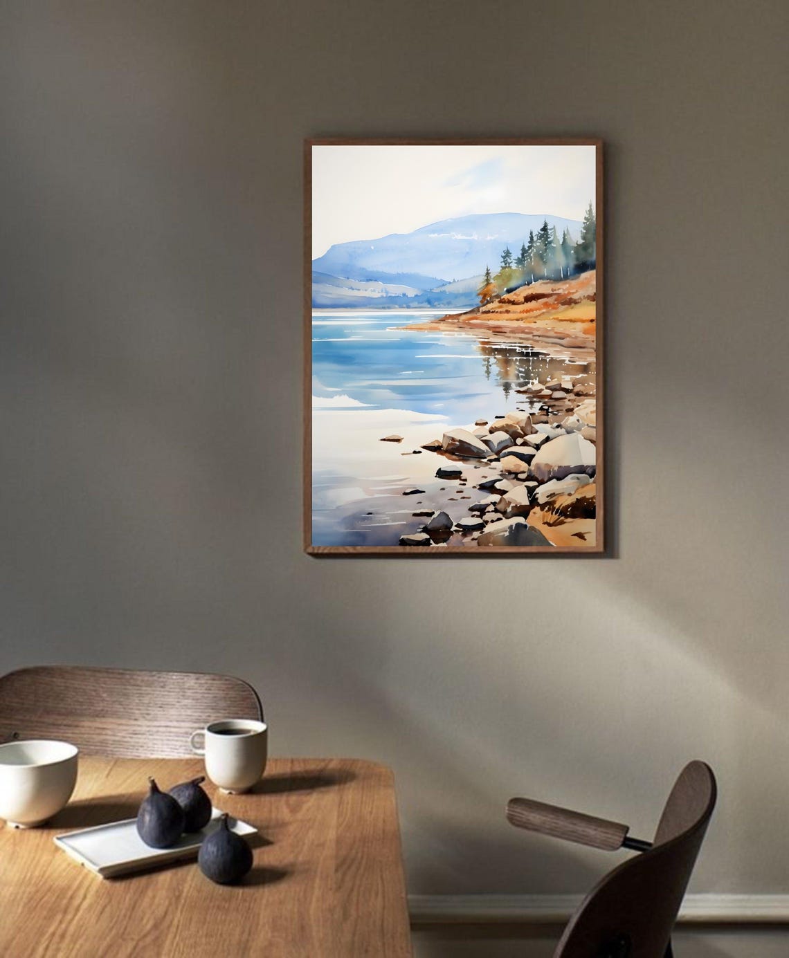 Columbia River Rocky Shore Pine Watercolor Oregon Landscape Poster - Image 4