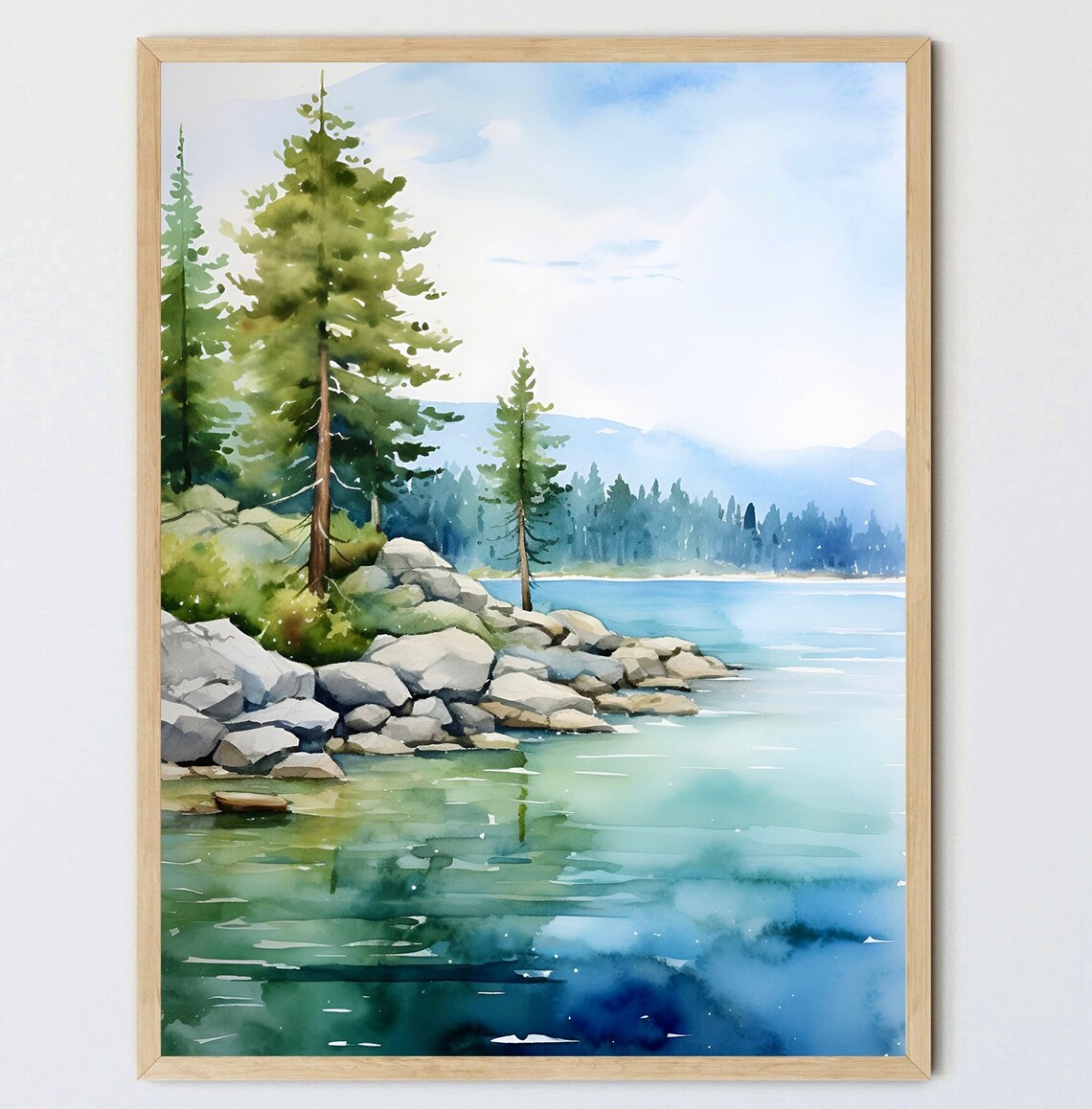 Tahoe Lake Art Print, Mountain Landscape Poster