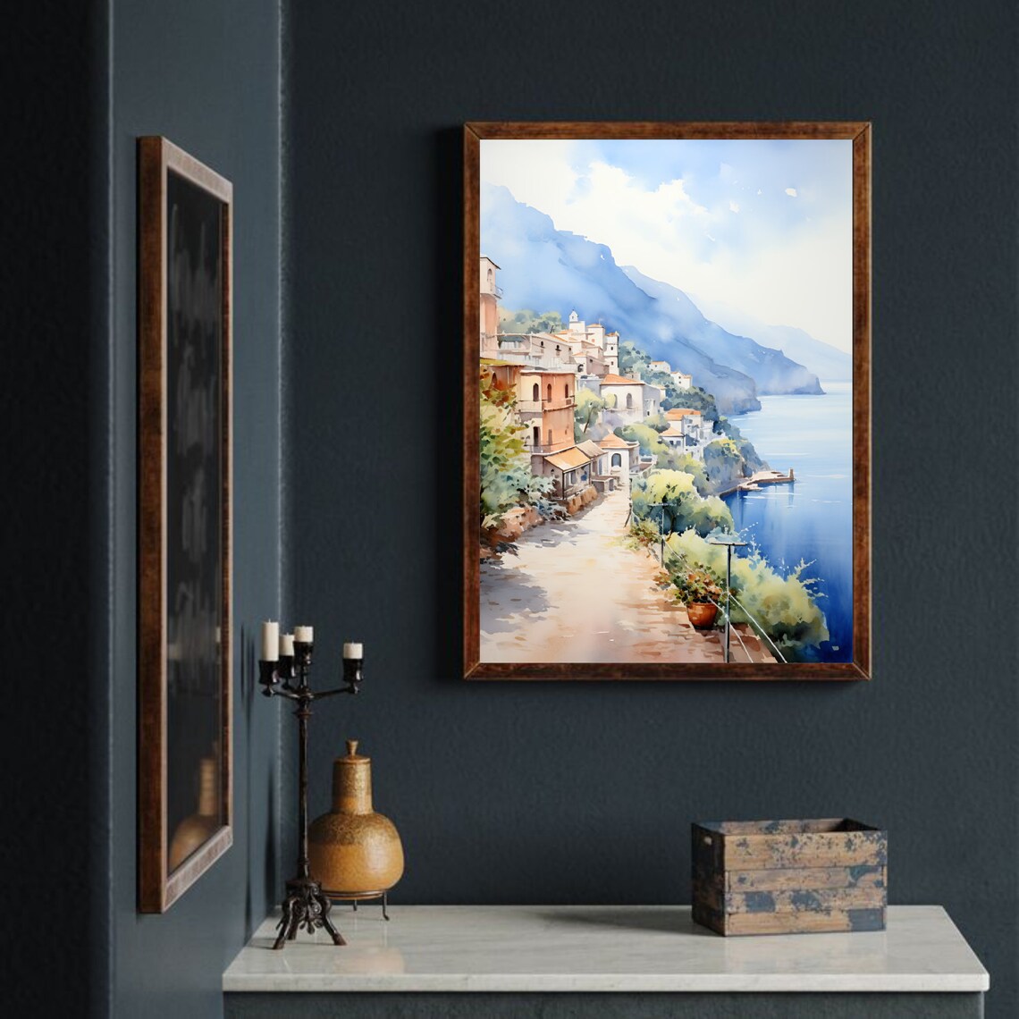 Italy Watercolor Positano Coastal Travel Poster - Image 4