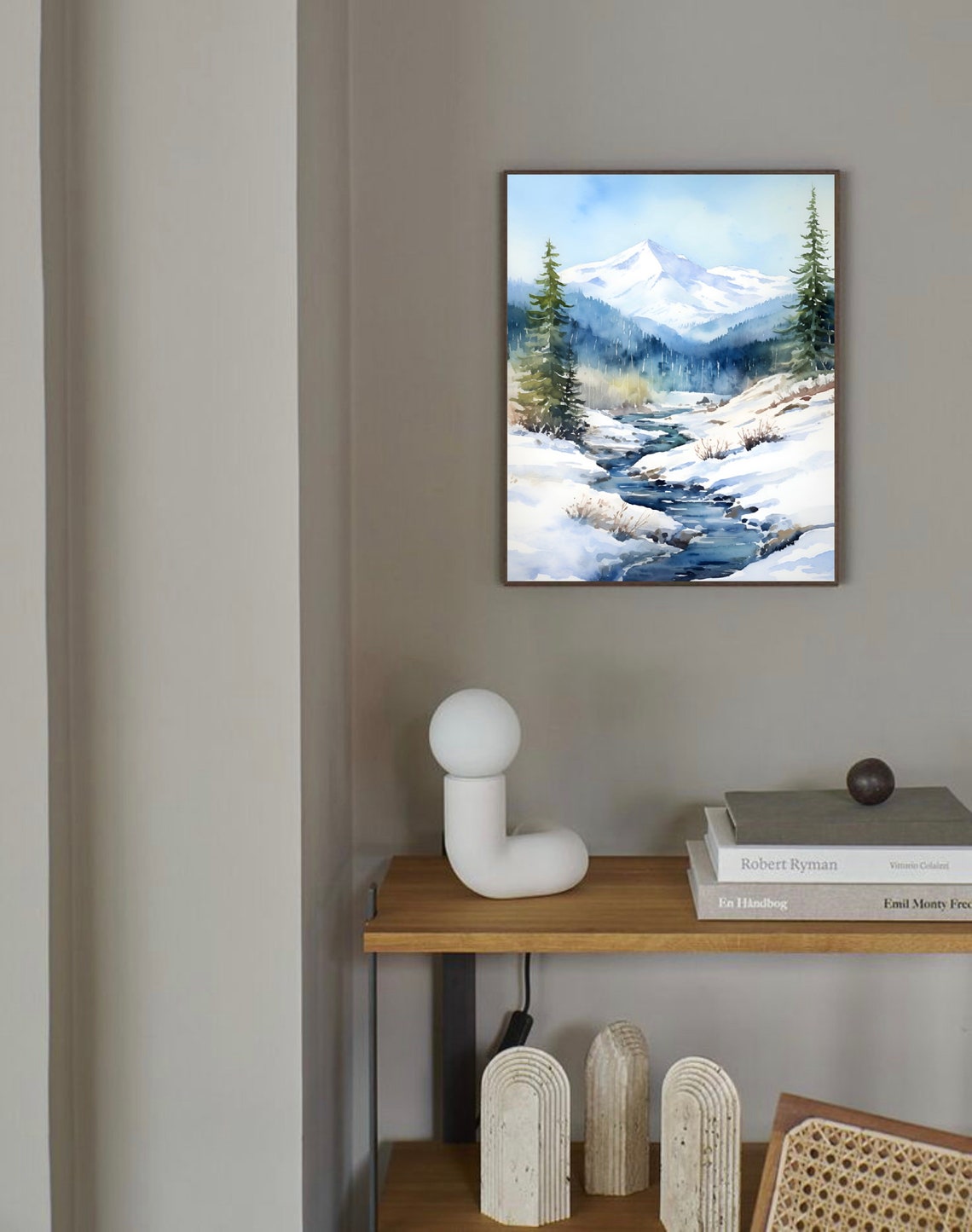 Mount Harvard Colorado Winter Snowy Stream Mountain Watercolor Poster - Image 4