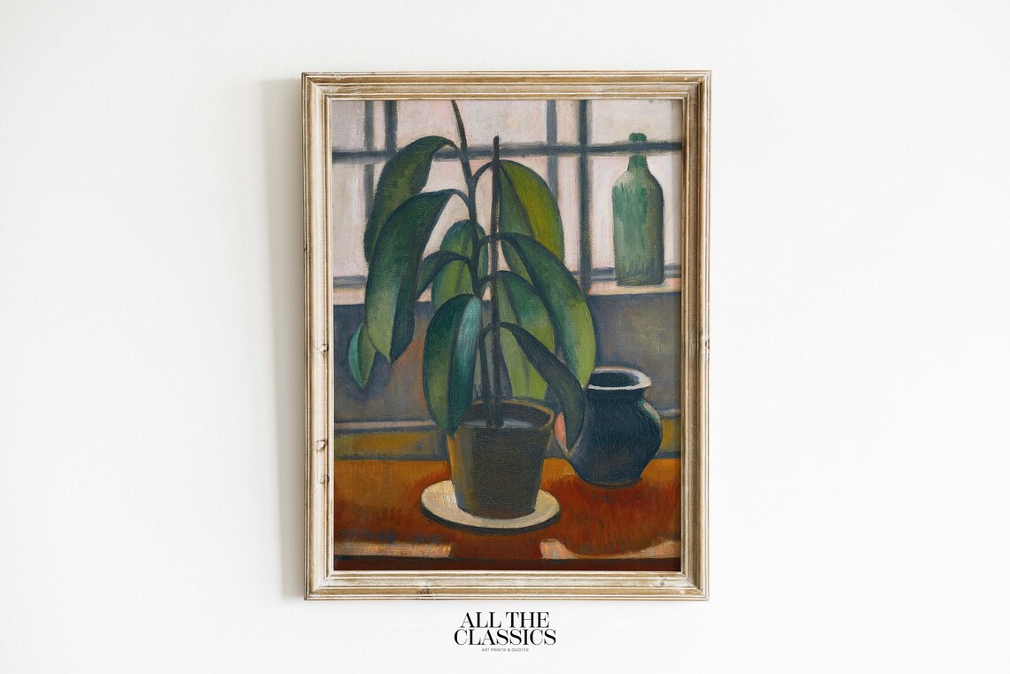 Dezs Czigny Rubber Plant, Vintage Still Life Art Print