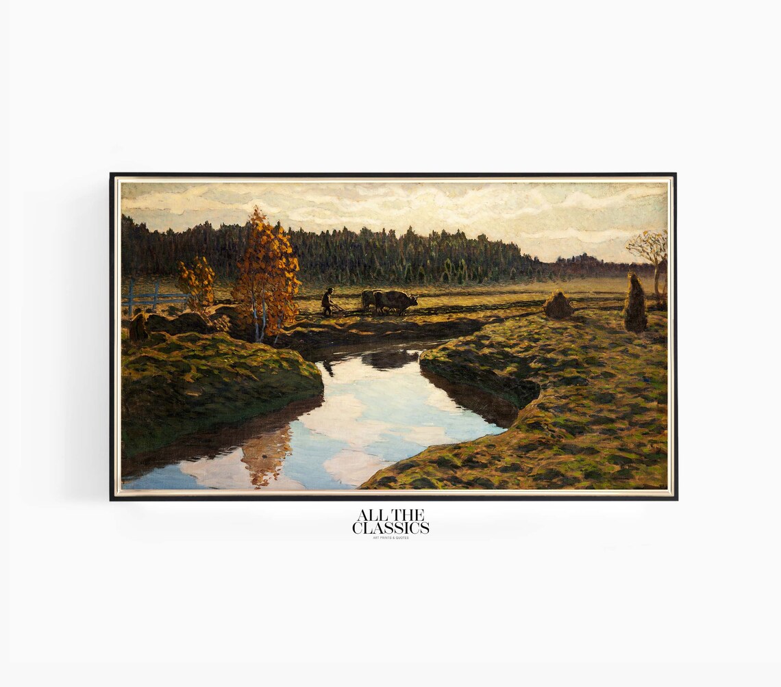 Ester Almqvist Autumn Ploughing In The Marshland Nordic Landscape Poster