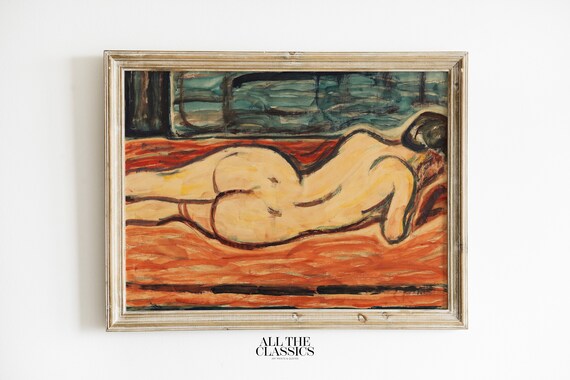 Christian Rohlfs Reclining Female Nude Orange Expressionist Poster