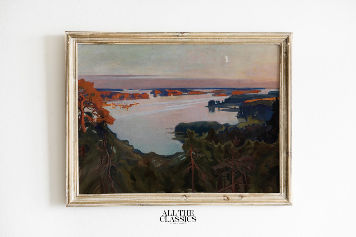 Albert Edelfelt View Over Haikko Dusk Lake Moonlit Forest Poster