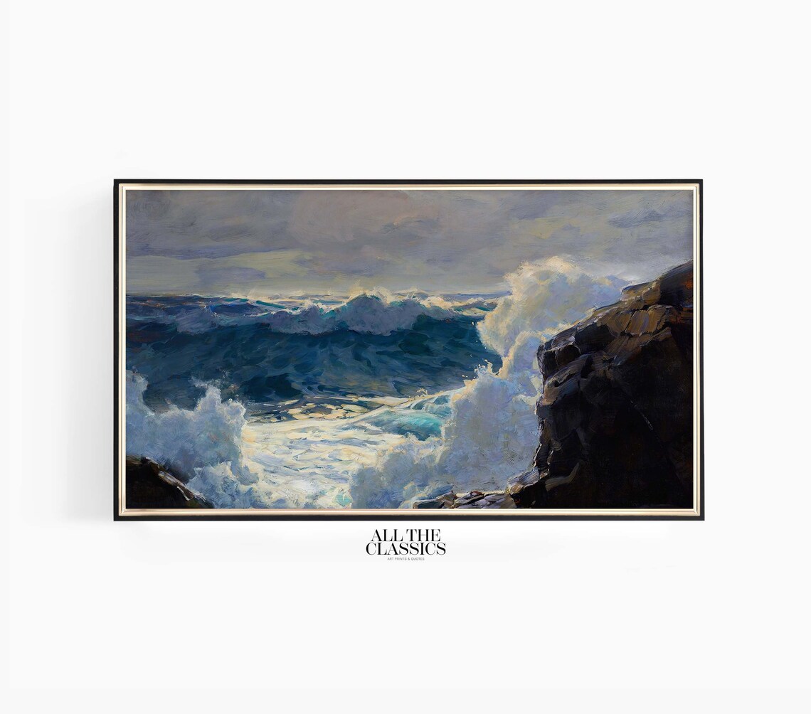 Breaking Waves Vintage Art Print, Frederick Judd Waugh