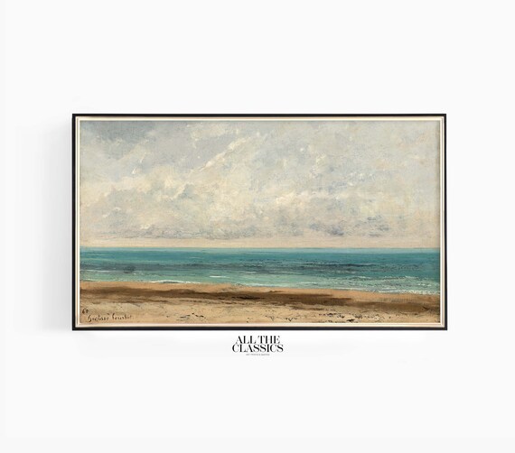 Gustave Courbet Beach Scene Turquoise Sea Realist Art Poster