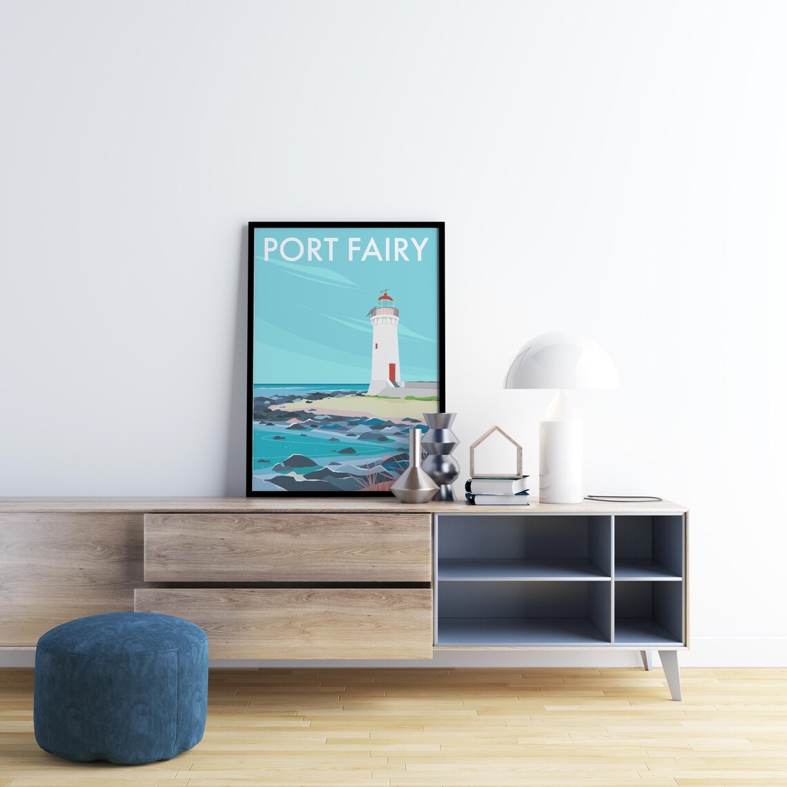 Port Fairy Lighthouse Rocky Shore Victoria Coast Travel Poster - Image 2