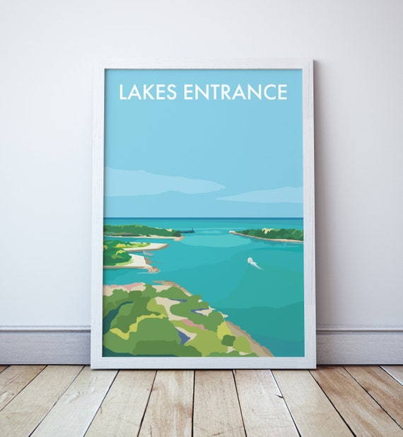 Lakes Entrance Travel Poster, Gippsland Lakes Victoria