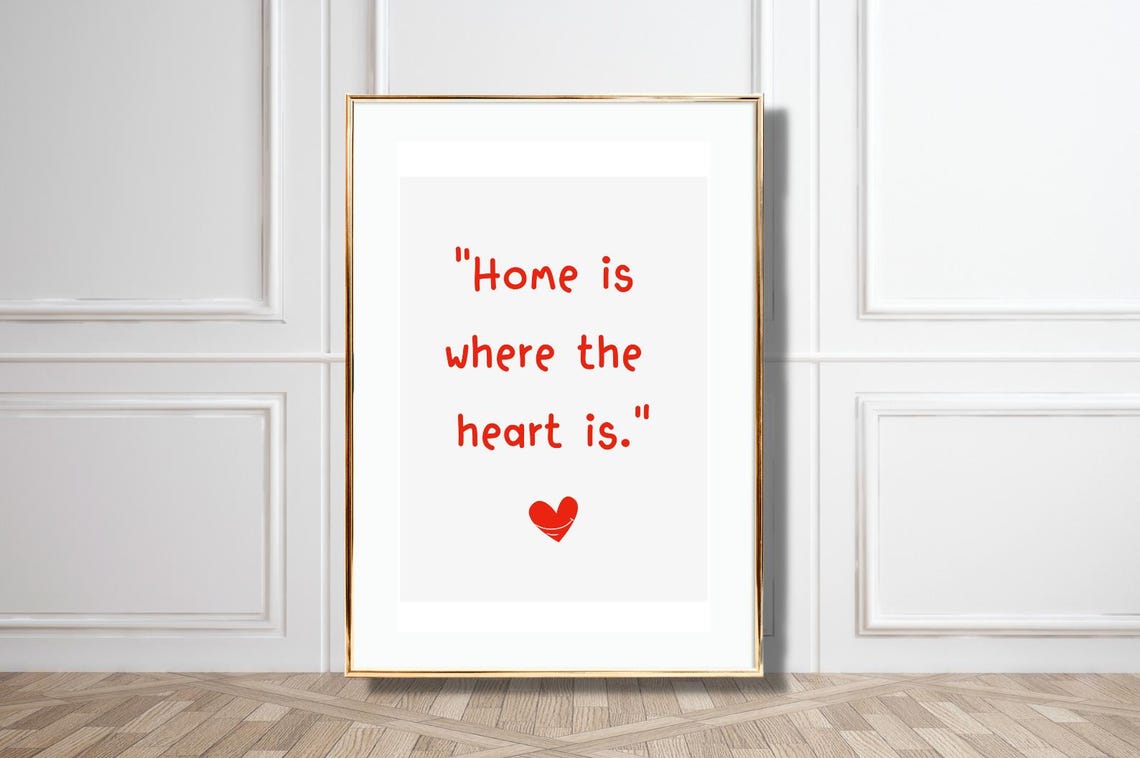 Home Is Where The Heart Is Cozy Quote Hand Lettered Wall Poster