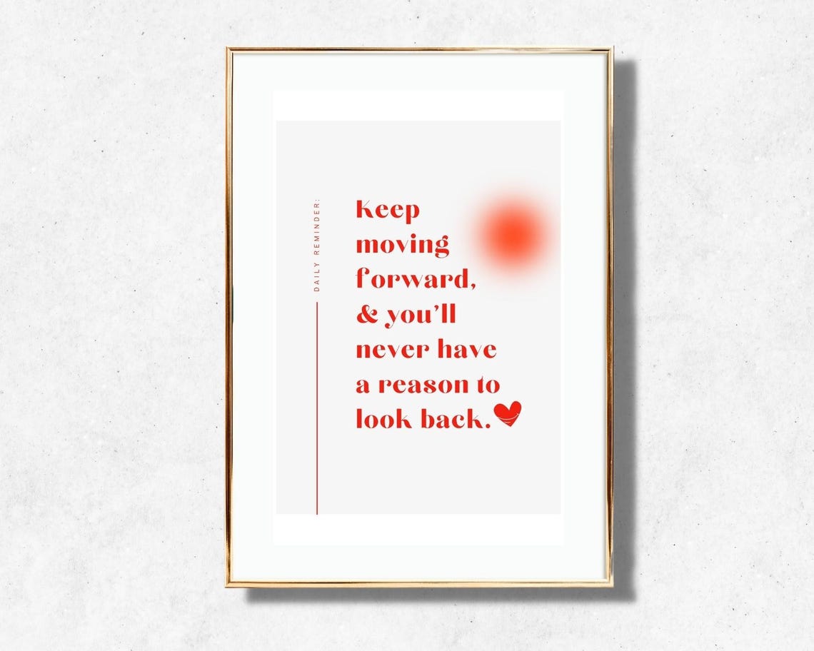 Keep Moving Forward Red Daily Reminder Motivation Minimalist Poster - Image 4