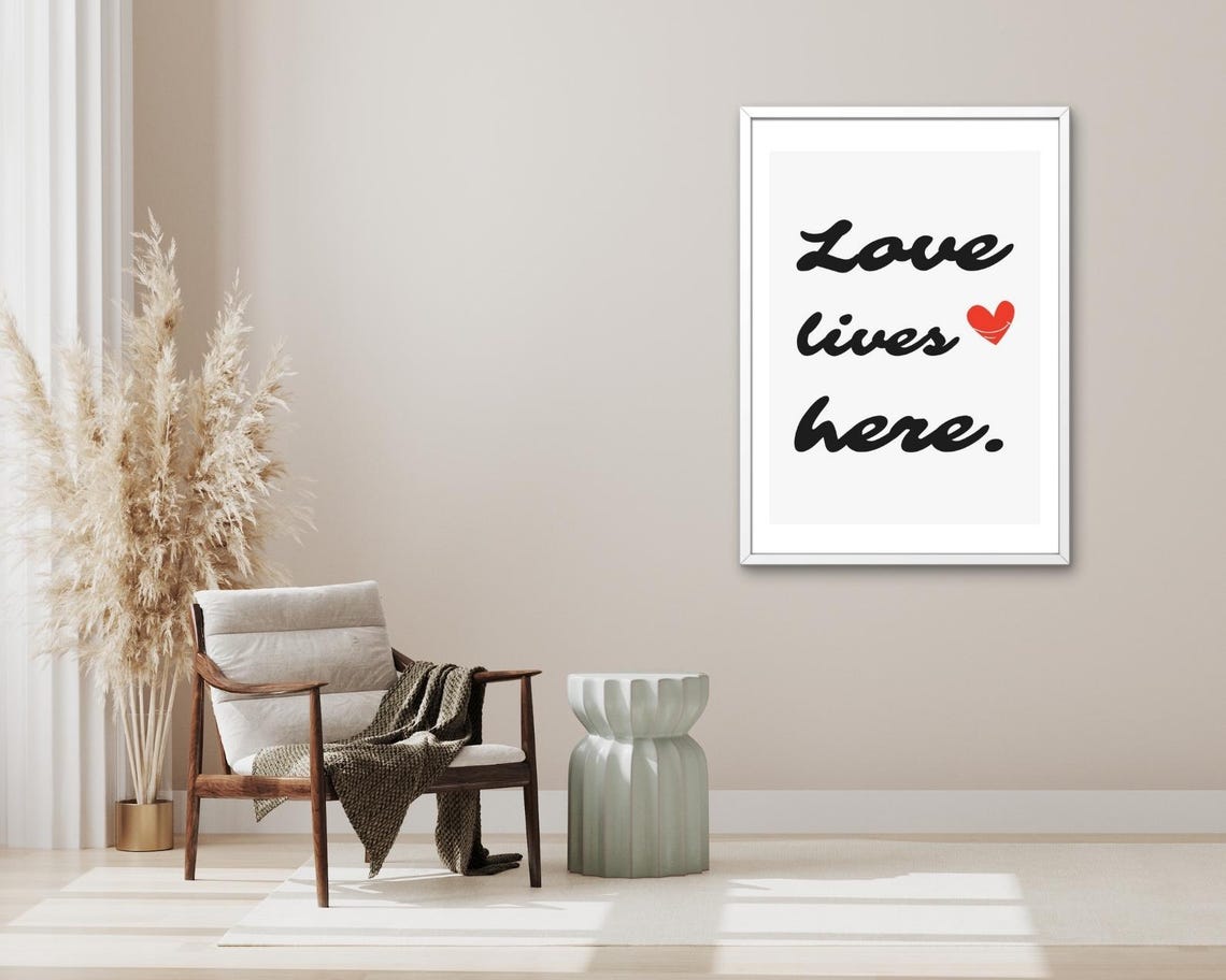 Love Lives Here Quote Script Typography Heart Warm Minimalist Poster - Image 3