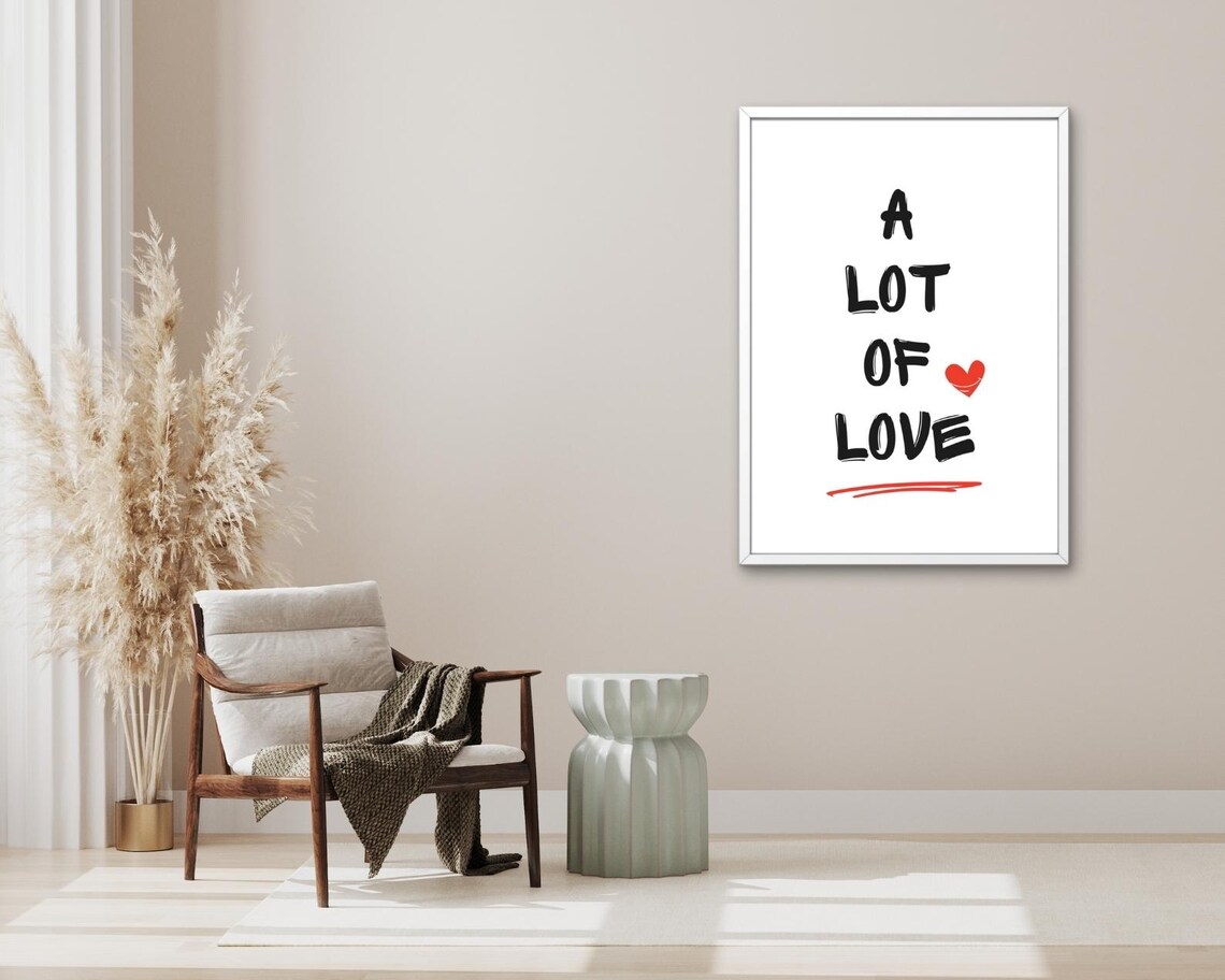 A Lot Of Love Quote Brush Lettering Red Heart Romantic Wall Poster - Image 3